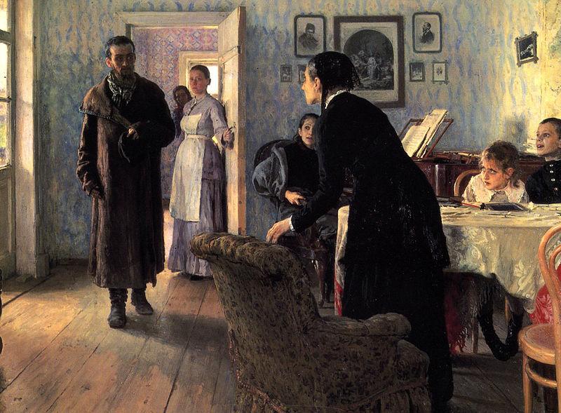 Ilya Repin Unexpected Visitors or Unexpected return oil painting image